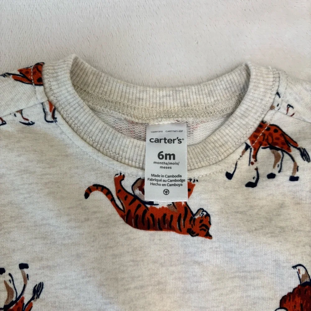 Carters nwt safari animal sweatshirt 6 month baby boy